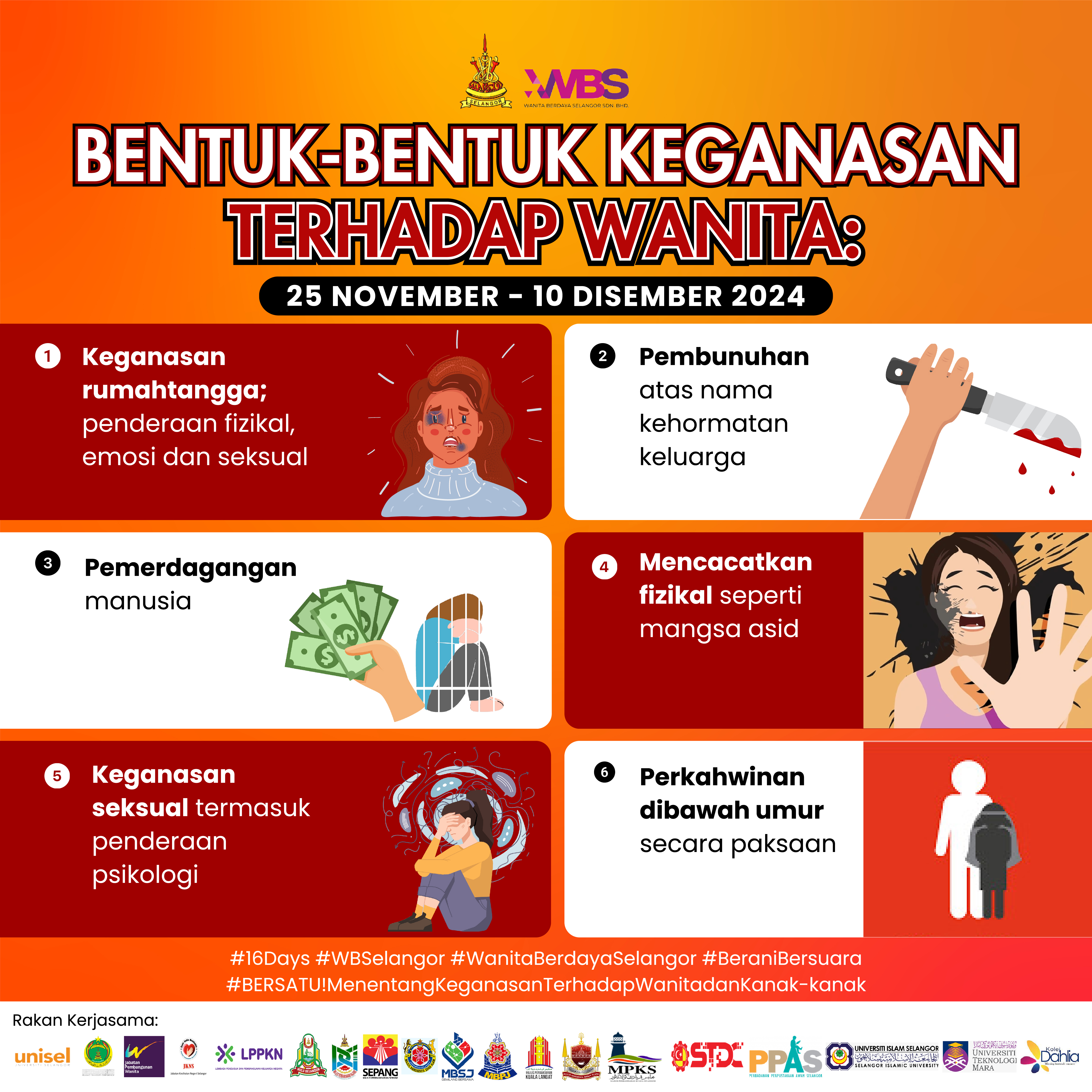 KEMPEN 16 HARI MENENTANG KEGANASAN TERHADAP WANITA DAN KANAK-KANAK OLEH WANITA BERDAYA SELANGOR (WBS)
