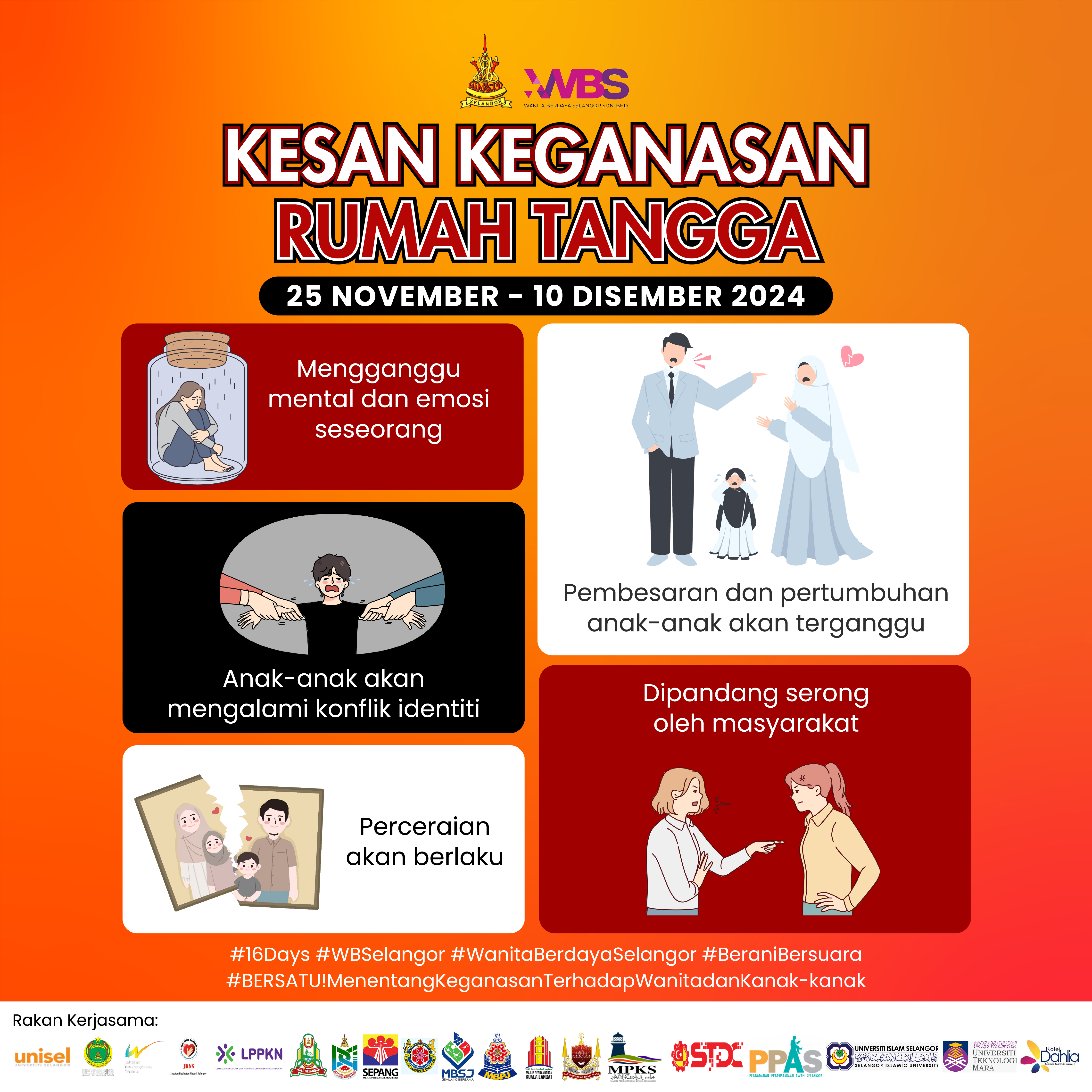 KEMPEN 16 HARI MENENTANG KEGANASAN TERHADAP WANITA DAN KANAK-KANAK OLEH WANITA BERDAYA SELANGOR (WBS)