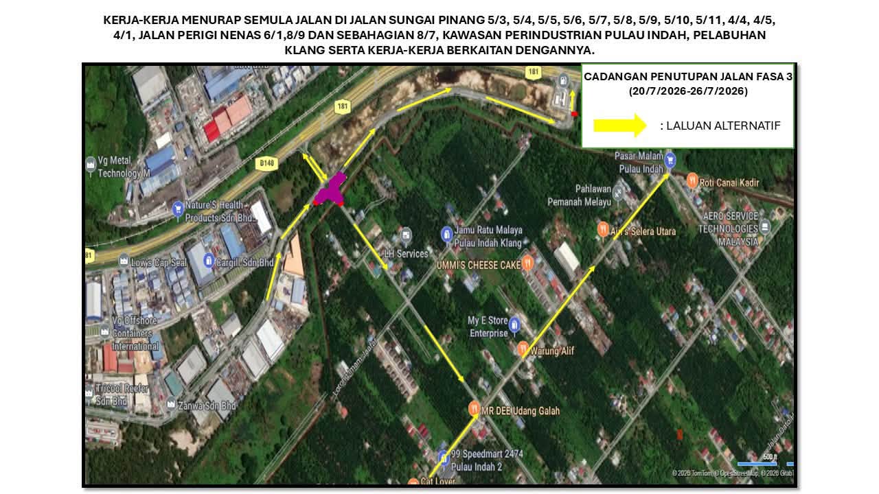 notis penutupan persiaran pulau indah 1/ks11