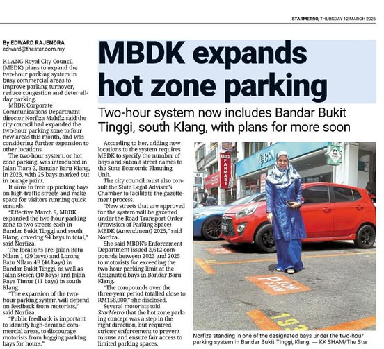 mbdk expands hot zone parking in klang