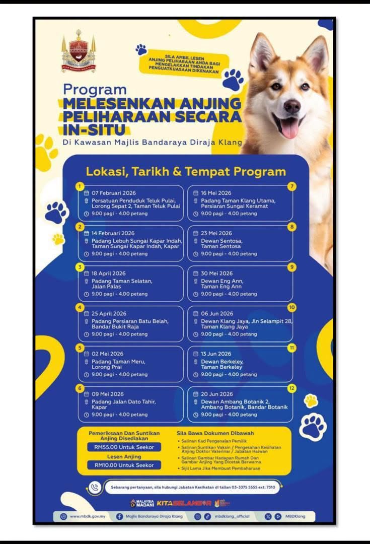 perubahan waktu program pelesenan anjing