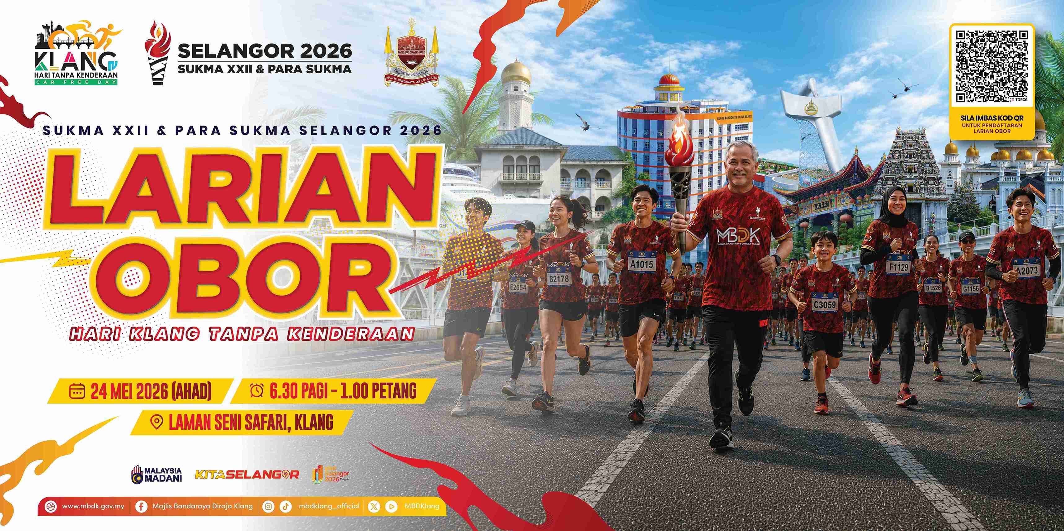 larian obor sempena sukma xxii dan para sukma selangor 2026 & hari klang tanpa kenderaan