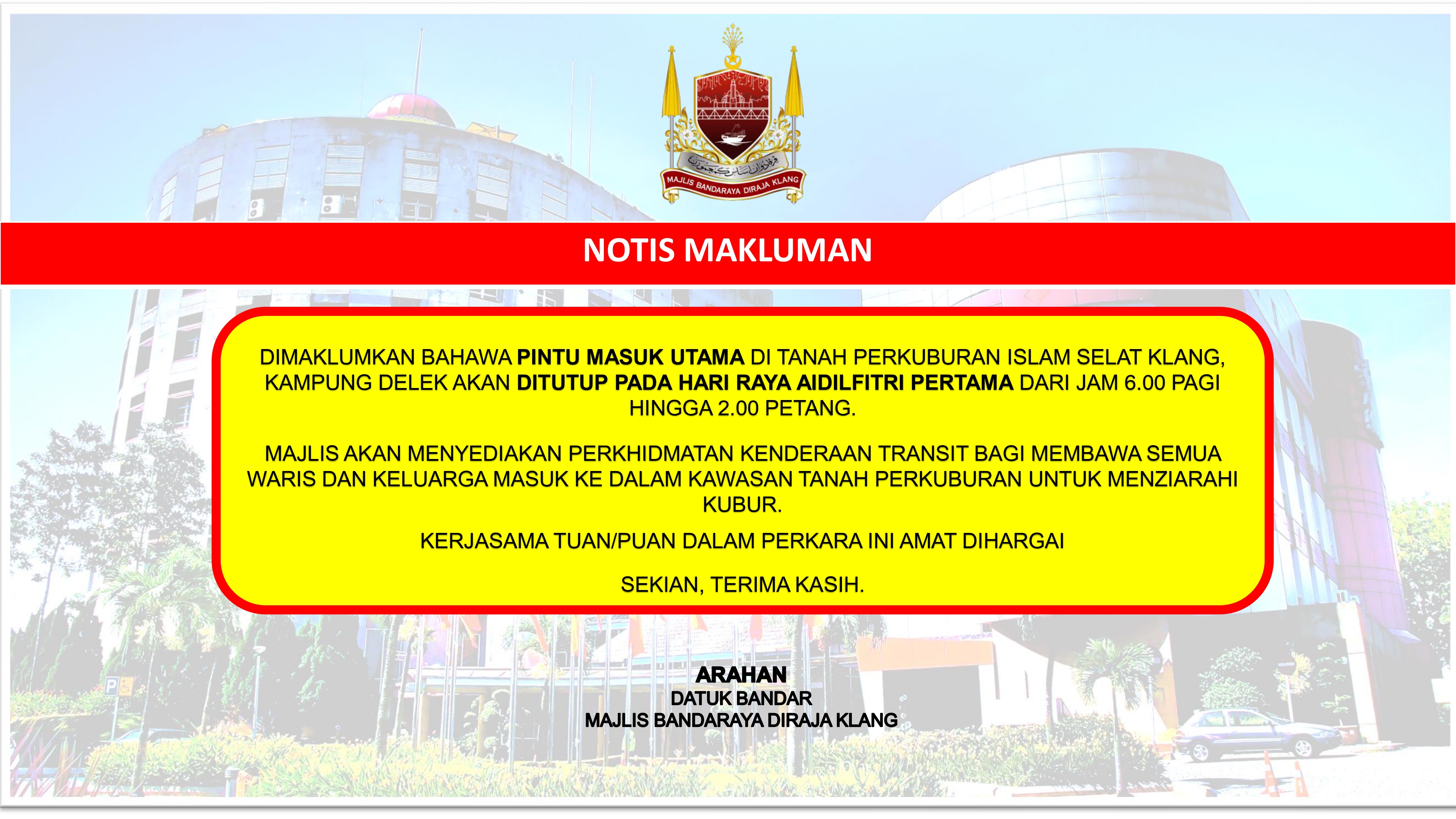 PENUTUPAN PINTU MASUK TANAH PERKUBURAN ISLAM SELAT KLANG