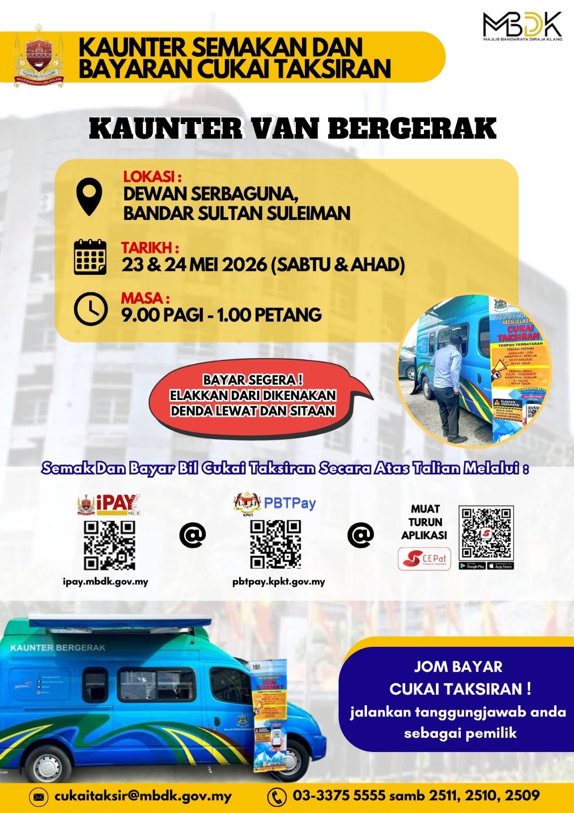 kempen semakan dan bayaran cukai taksiran (van bergerak) bulan mei 2026