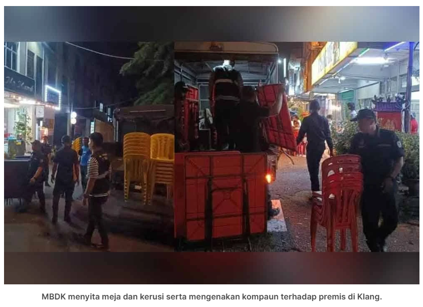 Lapan premis diserbu, kerusi meja tanpa permit disita