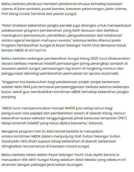 MBDK Rangka Pendekatan Bersepadu Tangani Isu Kebersihan Di Klang