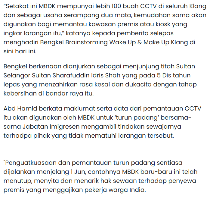 Lebih 100 CCTV Bantu MBDK Pantau Pekerja Asing Di Klang – Datuk Bandar