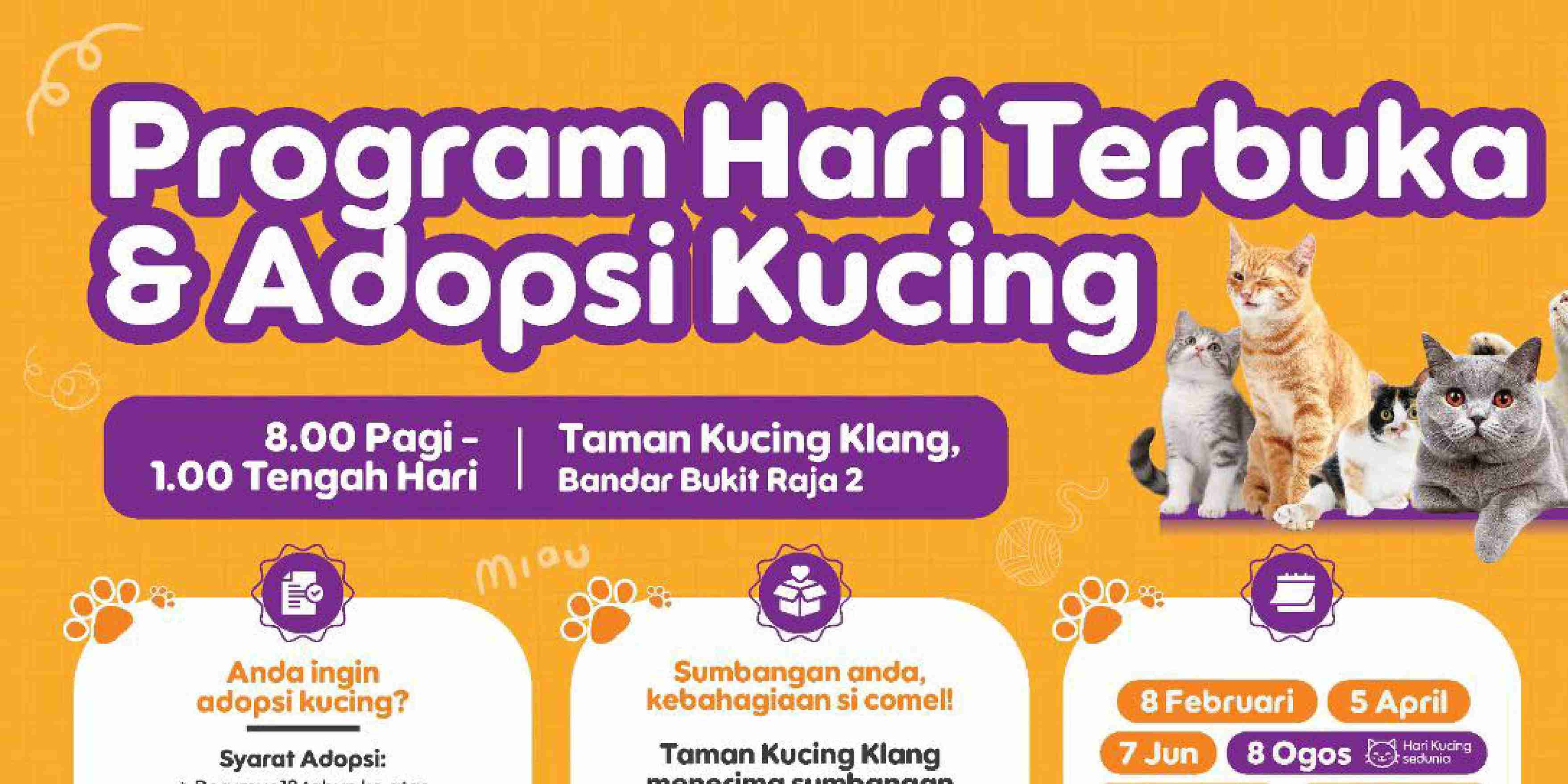 JOM DATANG HARI TERBUKA TAMAN KUCING & ADOPSI