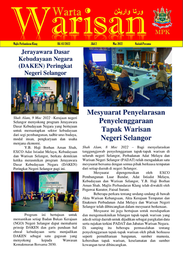 Warta Warisan Jilid 2 Edisi 3 (Mac 2022)