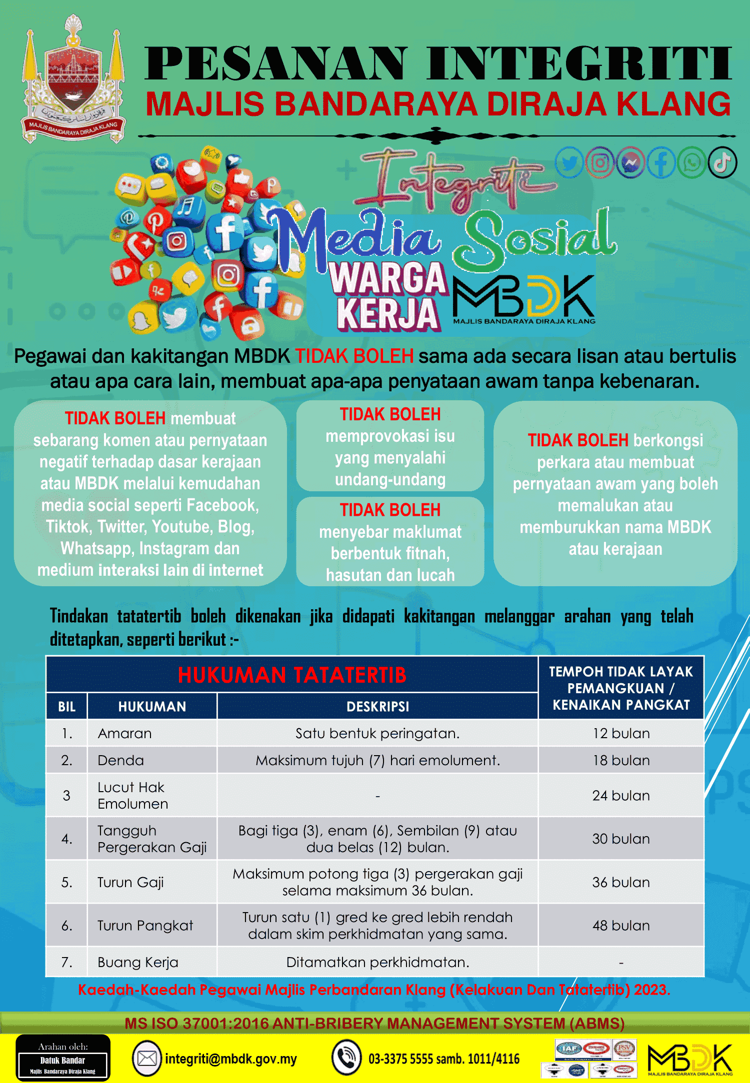 Pesanan Integriti Media Social Warga Kerja MBDK