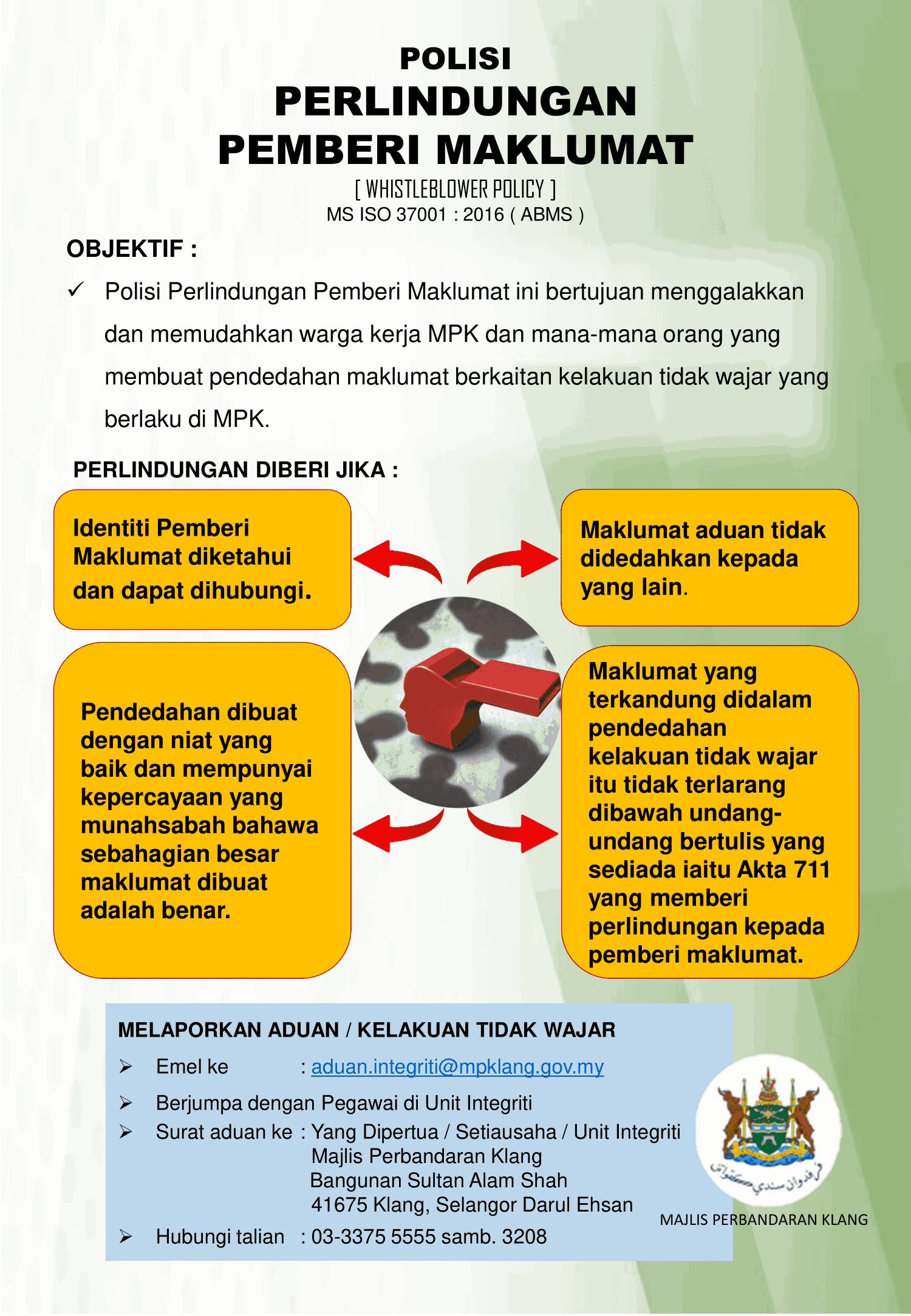 Poster Polisi Perlindungan Pemberi Maklumat