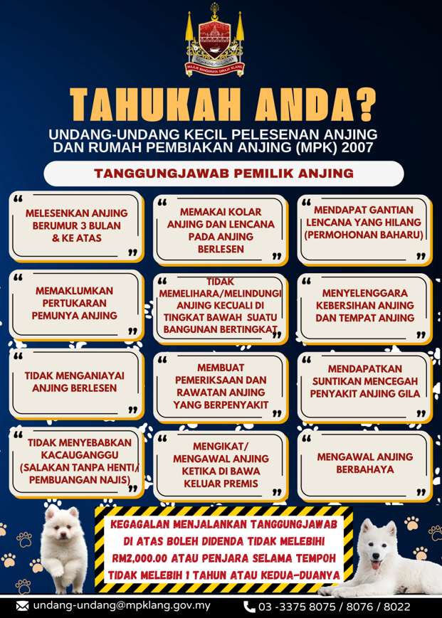 POSTER UNDANG-UNDANG KECIL PELESENAN ANJING DAN RUMAH PEMBIAKAN ANJING (MPK) 2007