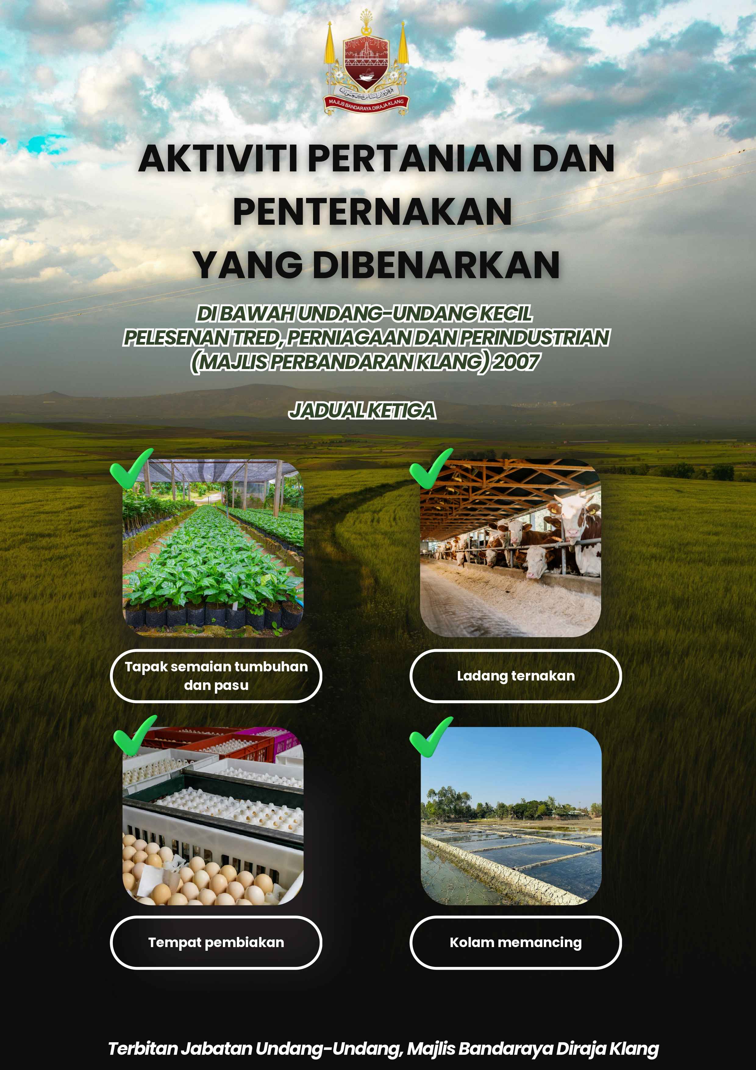 AKTIVITI PERTANIAN DAN PENTERNAKAN YANG DIBENARKAN DIBAWAH UNDANG-UNDANG KECIL PELESENAN TRED, PERNIAGAAN DAN PERINDUSTRIAN (MPK) 2007