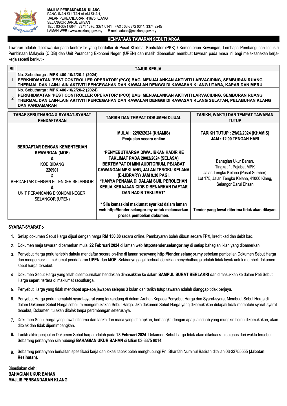 Perkhidmatan 'Pest Controller Operator' (PCO)