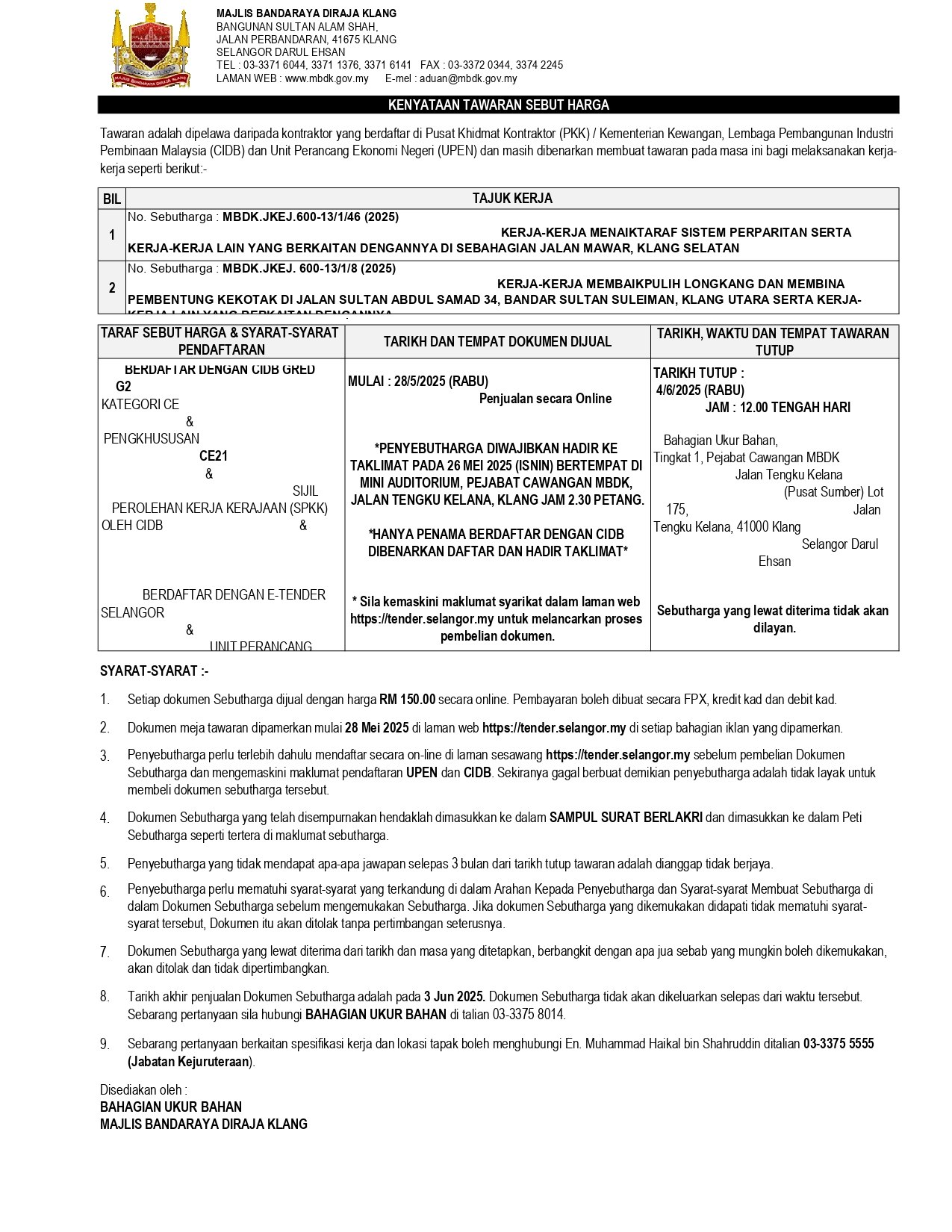 KERJA-KERJA MENAIKTARAF SISTEM PERPARITAN SERTA KERJA-KERJA LAIN YANG BERKAITAN DENGANNYA