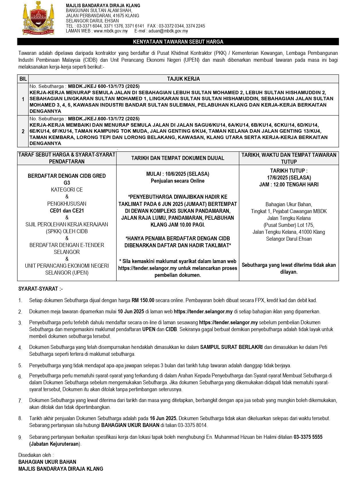 KERJA-KERJA MEMBAIKI DAN MENURAP SEMULA JALAN