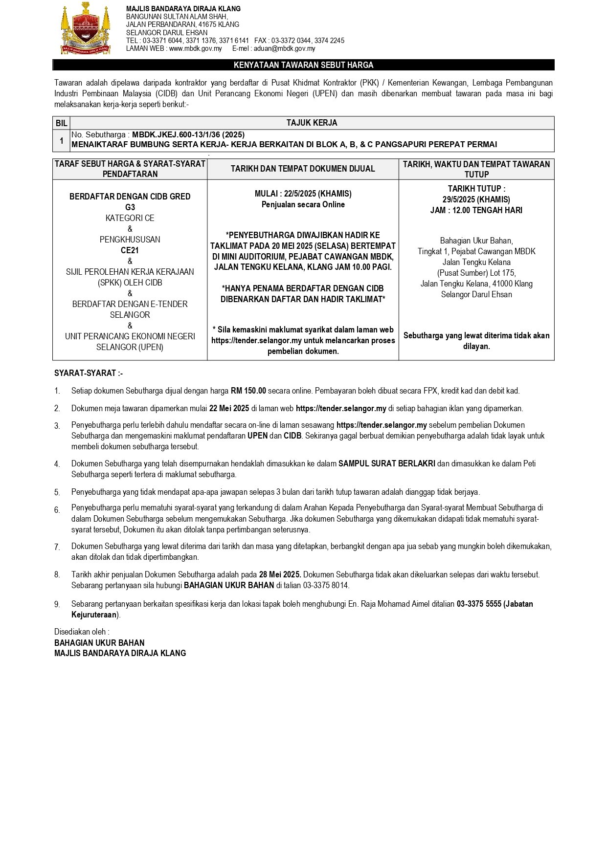MENAIKTARAF BUMBUNG SERTA KERJA- KERJA BERKAITAN DI BLOK A, B, & C PANGSAPURI PEREPAT PERMAI