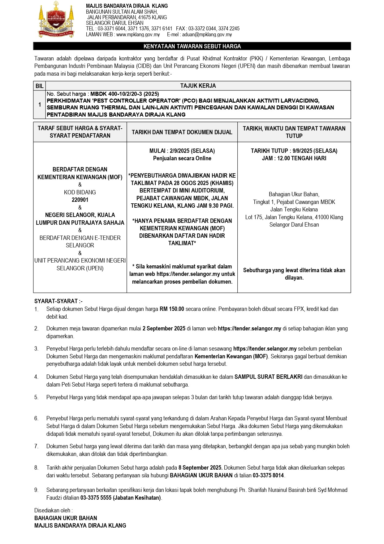 PERKHIDMATAN PEST CONTROLLER OPERATOR (PCO)