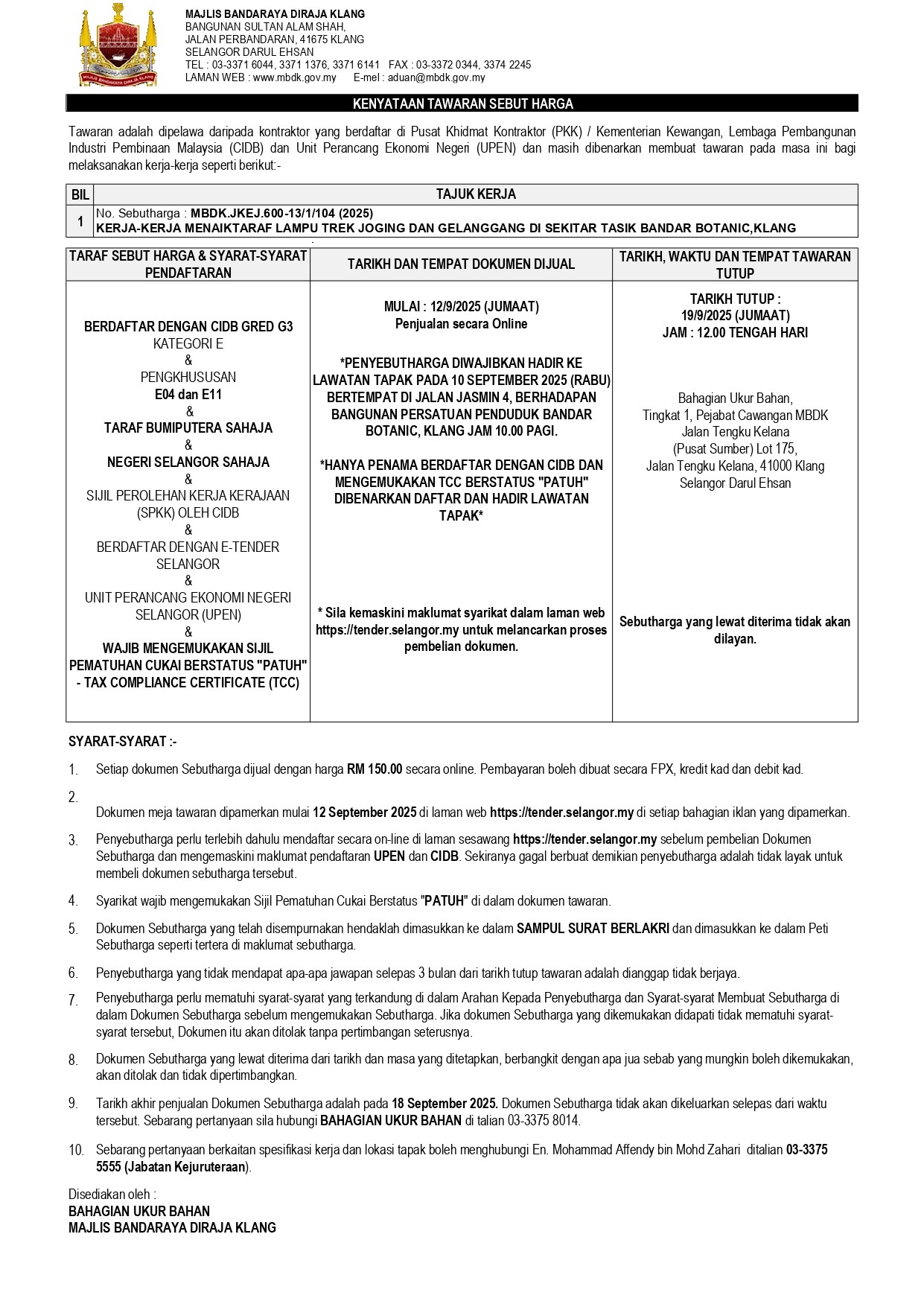 KERJA-KERJA MENAIKTARAF LAMPU TREK JOGING DAN GELANGGANG DI SEKITAR TASIK BANDAR BOTANIC,KLANG