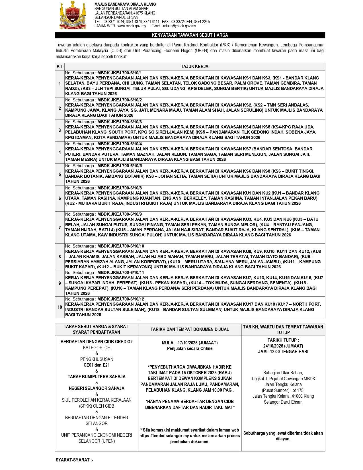 KERJA-KERJA PENYENGGARAAN JALAN DAN KERJA-KERJA BERKAITAN