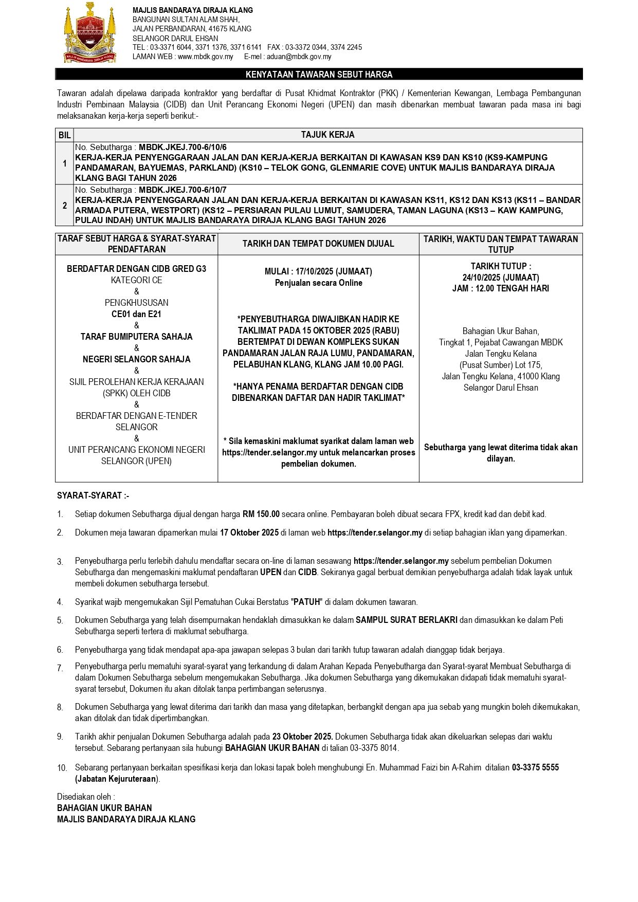 KERJA-KERJA PENYENGGARAAN JALAN DAN KERJA-KERJA BERKAITAN