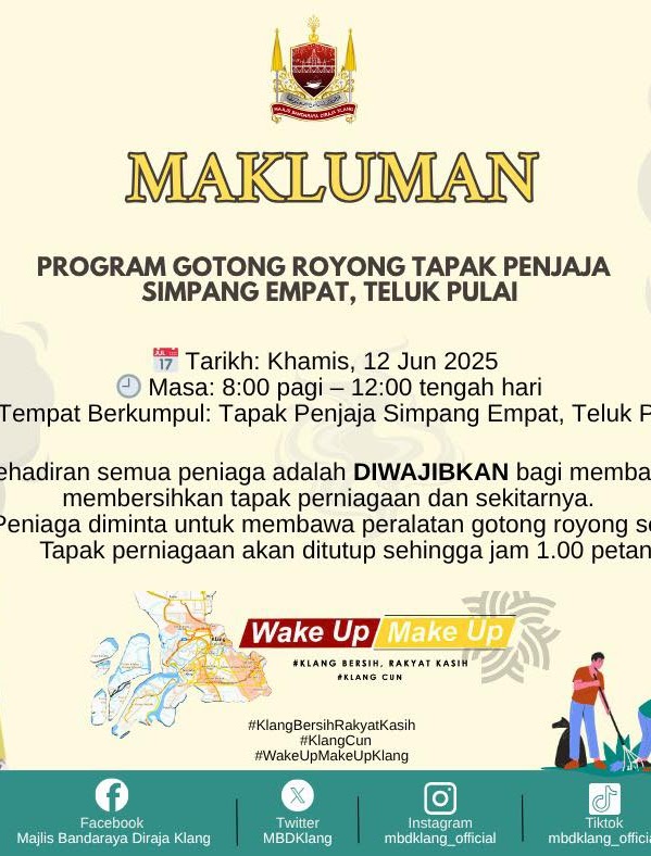 MAKLUMAN KEPADA SEMUA PENJAJA TAPAK PENJAJA SIMPANG EMPAT, TELUK PULAI