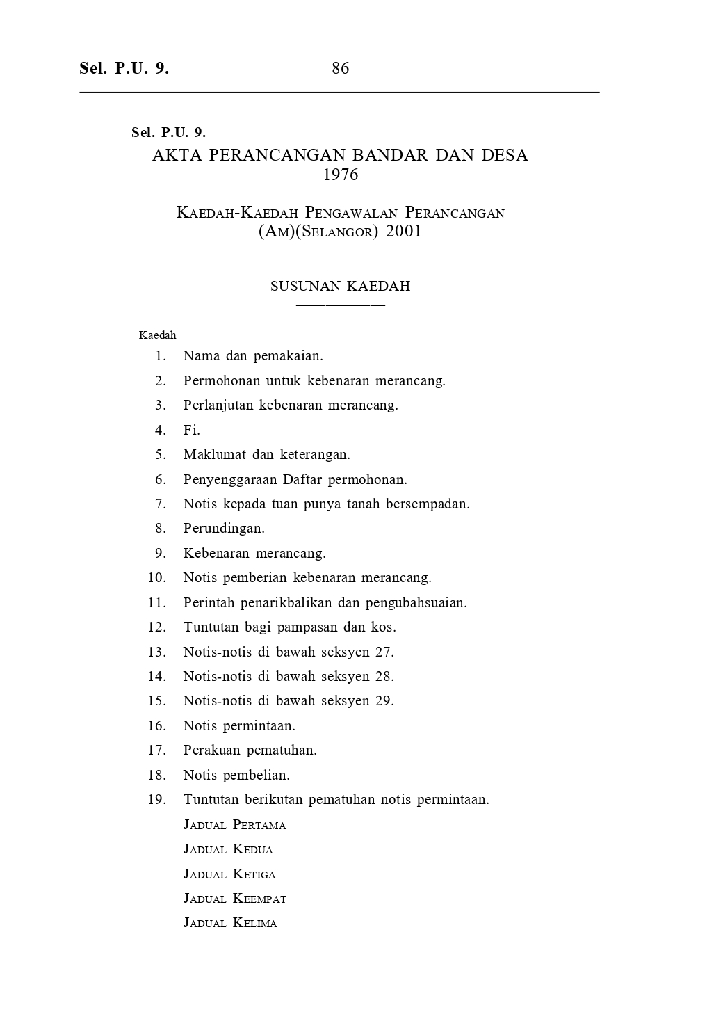 Kaedah-Kaedah Pengawalan Perancangan (Am)(Selangor) 2001