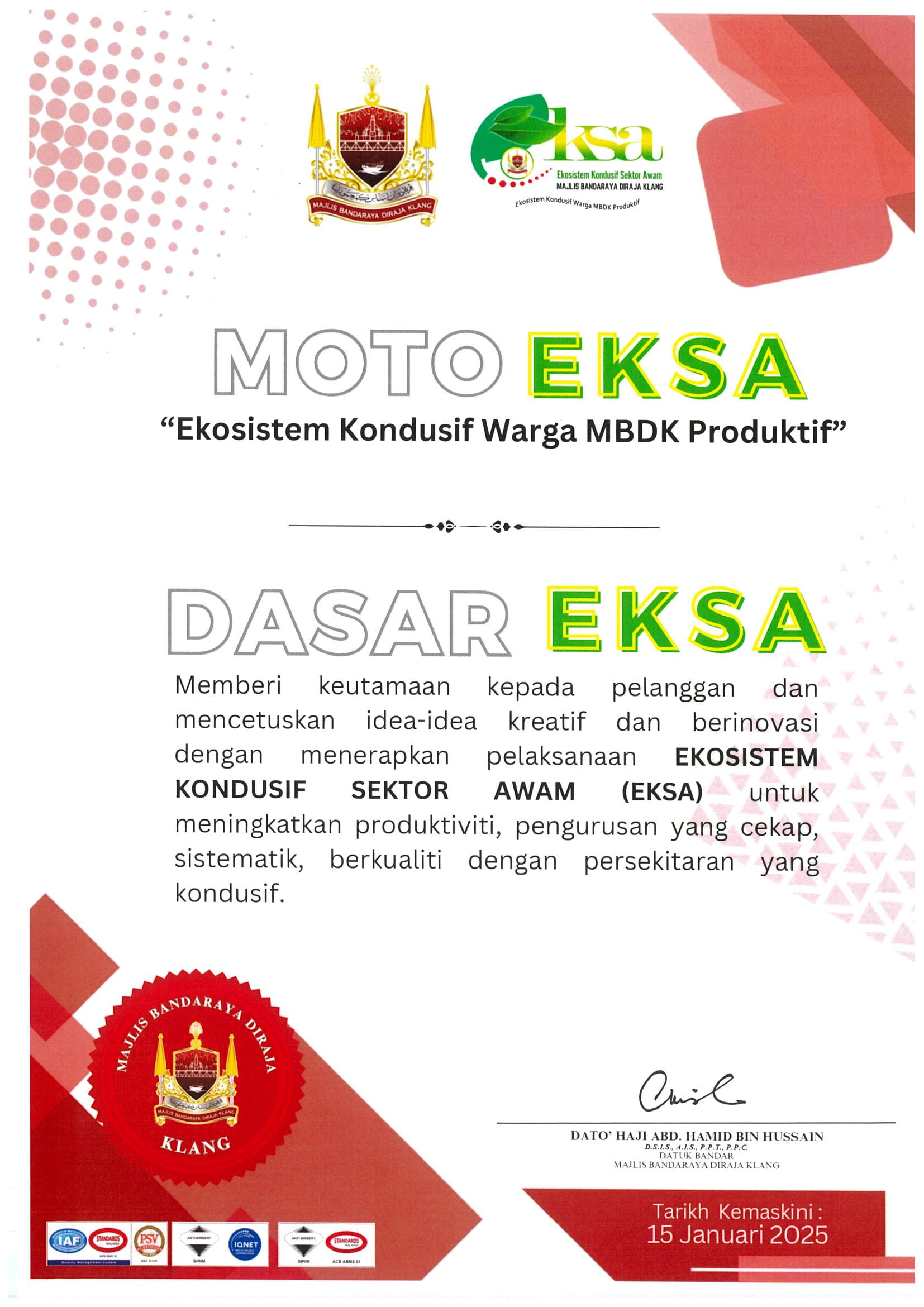 MOTO DAN DASAR EKSA 2025