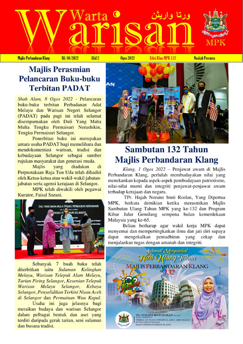 Warta Warisan Jilid 2 Edisi 8 (Ogos 2022)