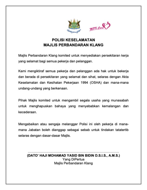 Polisi Keselamatan Majlis Perbandaran Klang