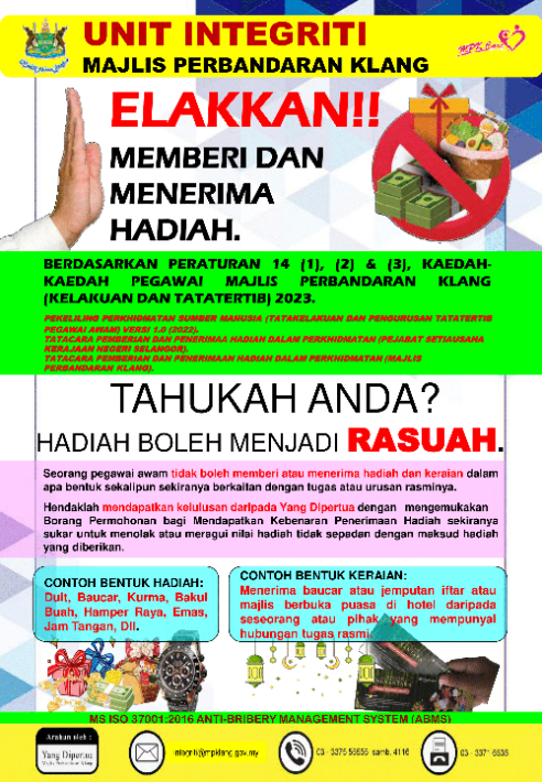 Poster Elakkan Memberi Dan Menerima Hadiah