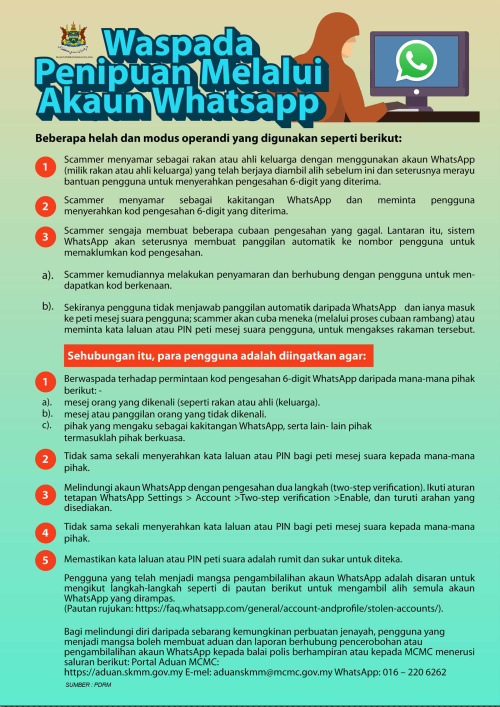 Waspada Penipuan Melalui Akaun Whatsapp
