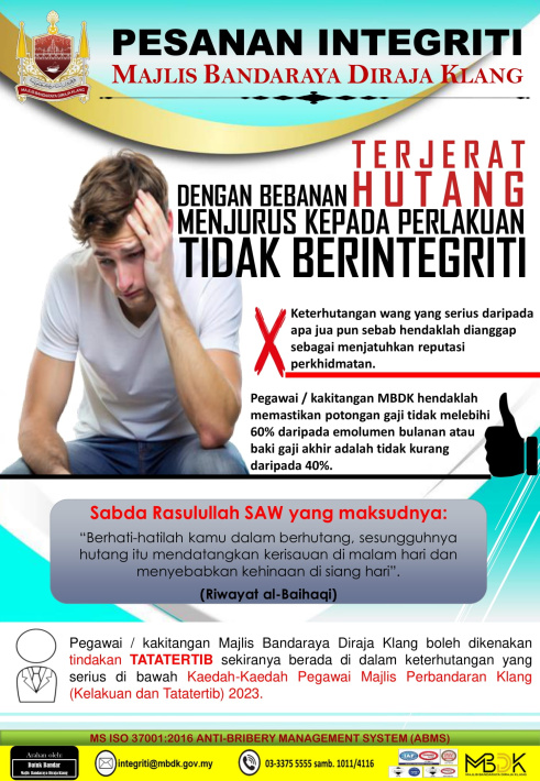 "TERJERAT DENGAN BEBANAN HUTANG MENJURUS KEPADA PERLAKUAN TIDAK BERINTEGRITI"