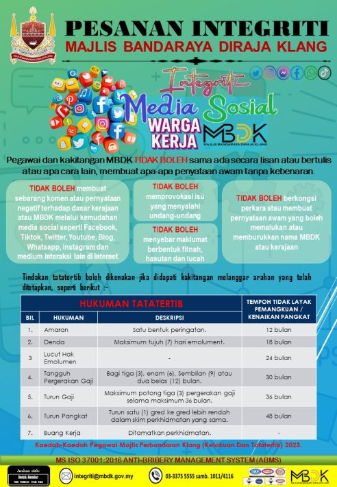 PESANAN INTEGRITI - MEDIA SOCIAL WARGA KERJA MBDK