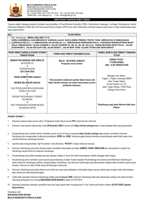 KERJA MEMBEKAL DAN MENGECAT GARISAN JALAN DAN ELEMEN PEREDA TRAFIK YANG BERKAITAN DI SEBAHAGIAN LENGKUK KELULI