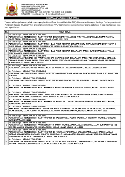 PERKHIDMATAN PEMBERSIHAN PARIT MOF