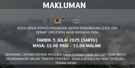 GANGGUAN CAPAIAN SISTEM PENGURUSAN LESEN DAN PERMIT (MYLESEN) MAJLIS BANDARAYA DIRAJA KLANG BAGI TUJUAN PELAKSANAAN KERJA-KERJA PENYELENGGARAAN SERVER