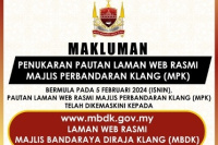 PENUKARAN PAUTAN LAMAN WEB RASMI MAJLIS PERBANDARAN KLANG (MPK)