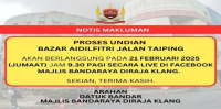 PROGRAM CABUTAN UNDIAN SECARA ATAS TALIAN BAZAR AIDILFITRI JALAN TAIPING 2025 MAJLIS BANDARAYA DIRAJA KLANG