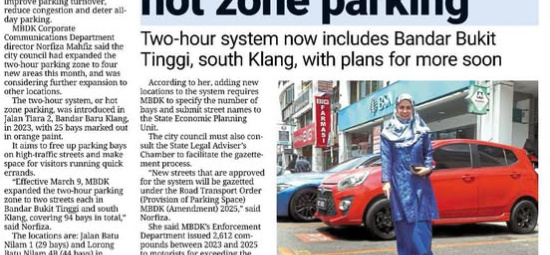 mbdk expands hot zone parking in klang